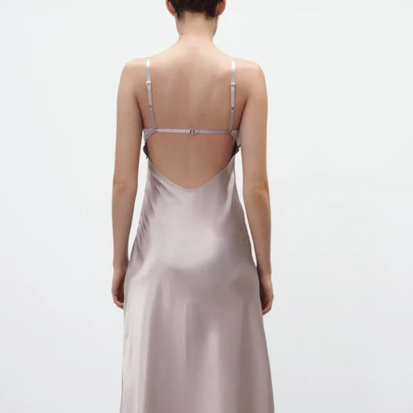Zara *  Satin Cut Out Slip Midi Dress Size M - Picture 10 of 15
